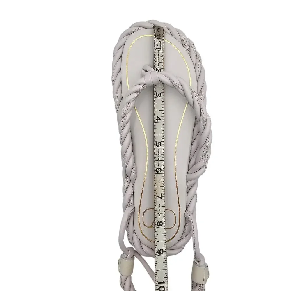 Valentino Garavani White Braided Leather Gladiator Flat Tie Sandal Size 36 US 6